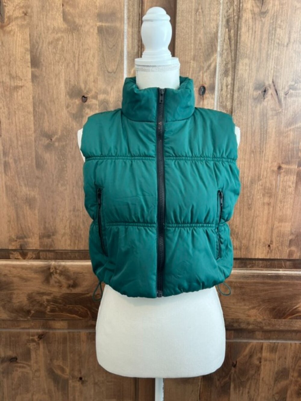 Women's Game Day Mock Turtleneck Puffer Vest - Green